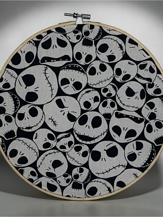 Disney Other - Disney Hand-Embroidered Skull Pattern Hoop Art Nightmare Before Christmas (NBC)